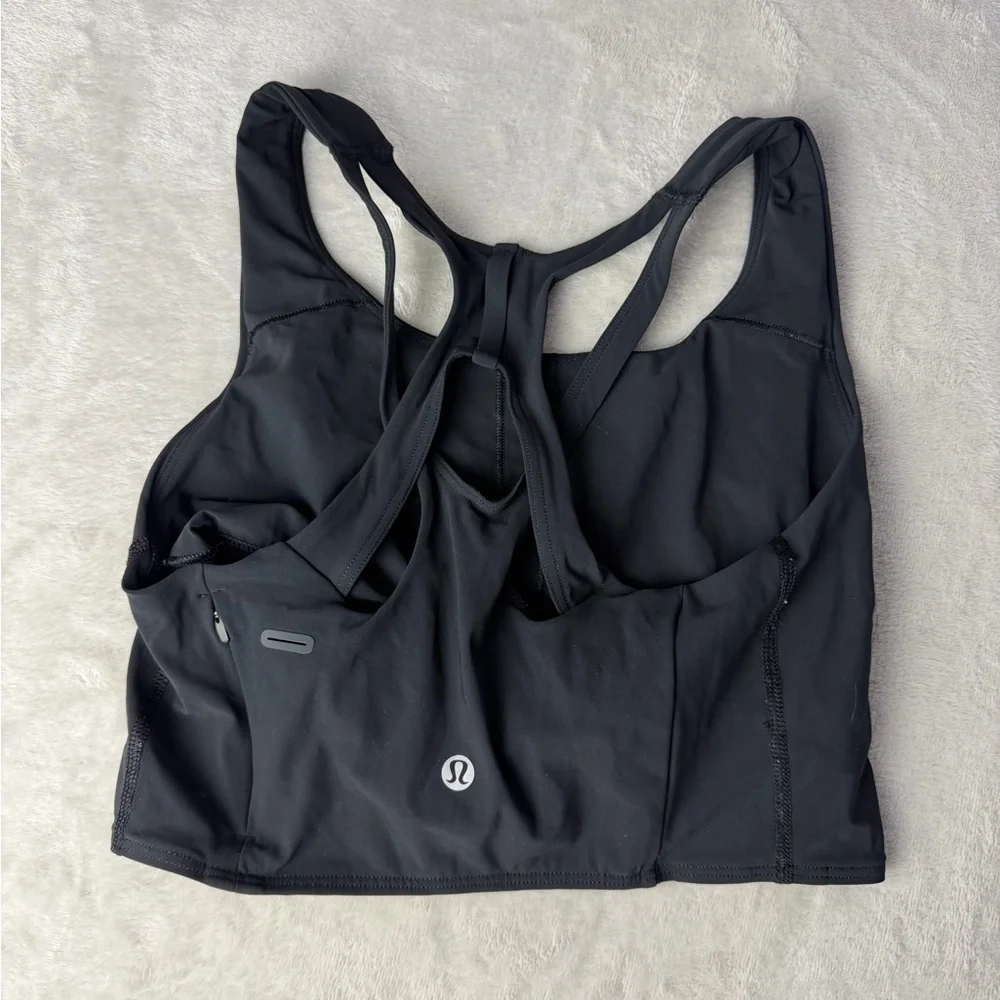 Lululemon Stash It Bra Black Size 6 Medium Support B/C Cup Zip Pocket